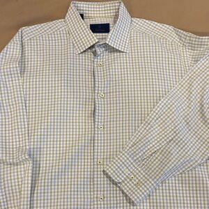 David Donahue Yellow and White Plaid Shirt